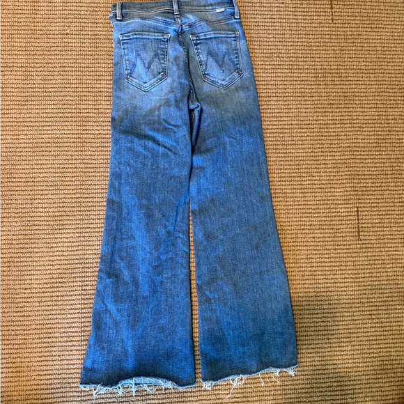 MOTHER Blue Flare Jeans with Frayed Hem - Picture 7 of 8